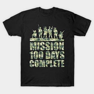 100th Day Of School  Army Military Boys Camo Green T-Shirt